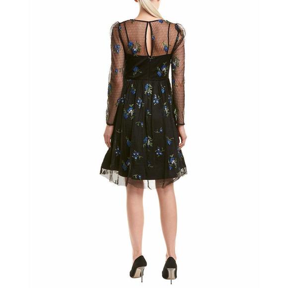 Taylor Dresses Women's Long Sleeve Embrodiered A Line Dress, Royal Black, 8 - Picture 2 of 2